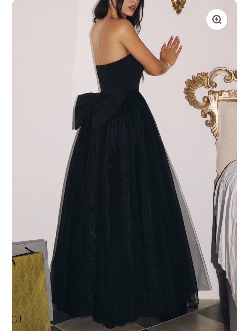 Black Strapless Tulle Ball Gown Dress with Bow